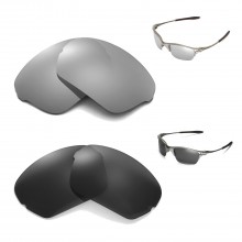 Walleva Two Pairs Polarized Lenses for Oakley Half X Sunglasses - Titanium + Black 